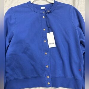 Blue Button-Up Sweatshirt